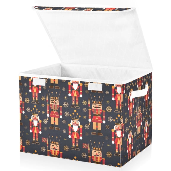 Ryvnso Christmas Golden Nutcracker Storage Bins Lidded Foldable Organizer Containers Baskets Cube