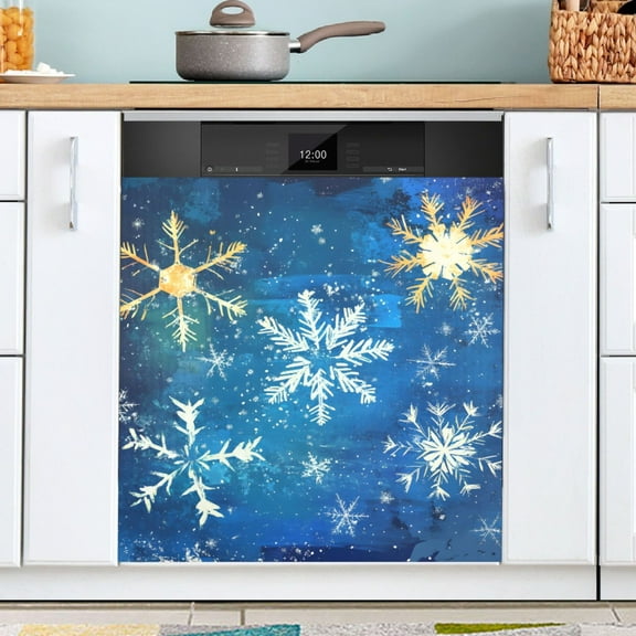 Ryvnso Christmas Hand Paint Snowflakes Dishwasher Magnetic Refrigerator Magnet Cover Kitchen Home Decorative 23"x26"
