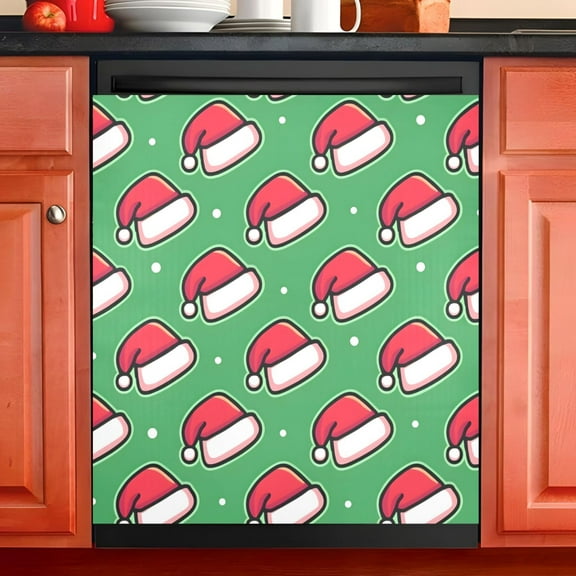 Ryvnso Christmas Hat Dishwasher Magnetic Refrigerator Magnet Cover Kitchen Home Decorative 23"x26"