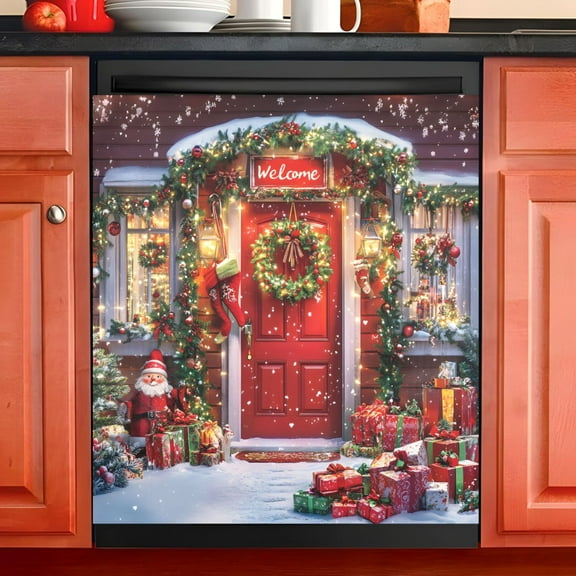 Ryvnso Christmas House Dishwasher Magnetic Refrigerator Magnet Cover Kitchen Home Decorative 23"x26"