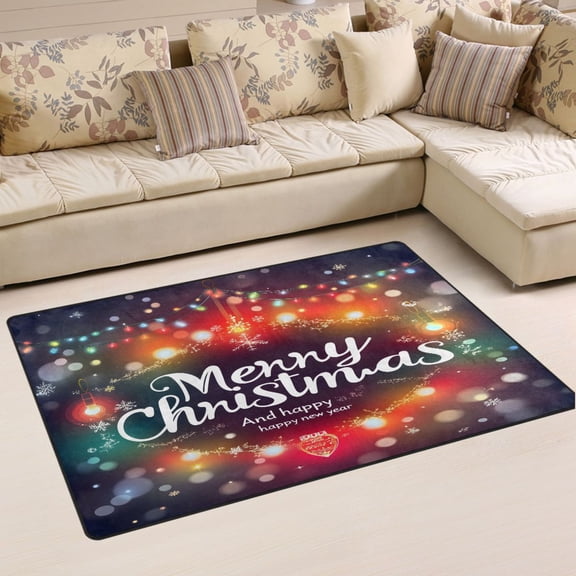 Ryvnso Christmas Lights Atmosphere Area Floor Mat Non-Slip Carpet Soft Rugs Doormats 31" x 20"