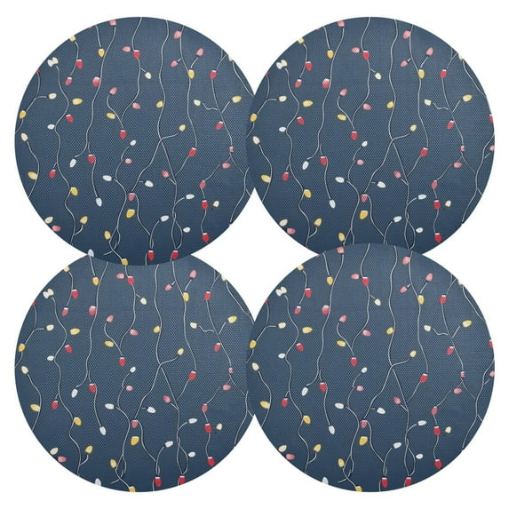 Ryvnso Christmas Lights Round Plate Mats Dining Table Placemat Set of 4 for Holiday Decoration