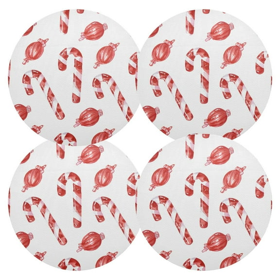 Ryvnso Christmas Multi Candy Round Plate Mats Dining Table Placemat Set of 4 for Holiday Decoration