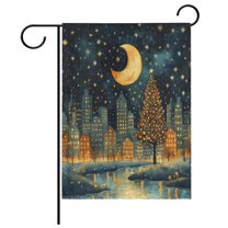 Ryvnso Christmas Night Pattern Garden Flag 12x18 Inch Double Sided Seasonal Yard Decoration