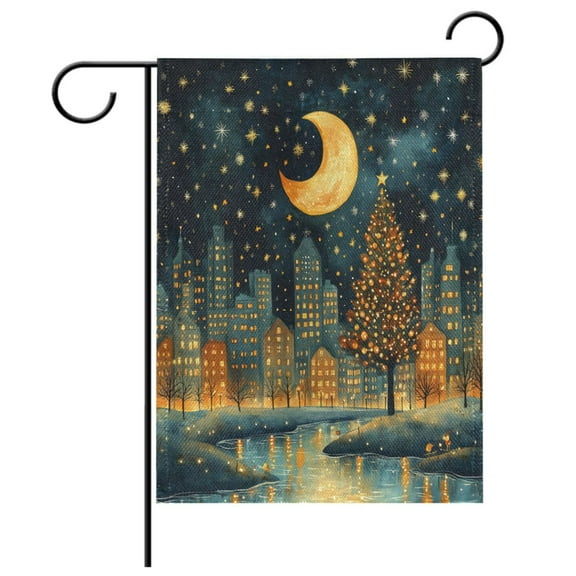 Ryvnso Christmas Night Garden Flag 12x18 Inch Double Sided Seasonal Yard Decoration