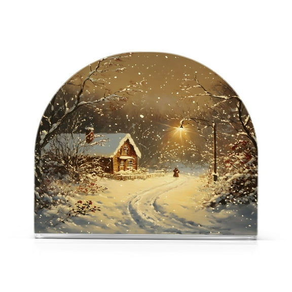 Ryvnso Christmas Night Winter Acrylic Napkin Holder Table Kitchen Paper Tissue Organization