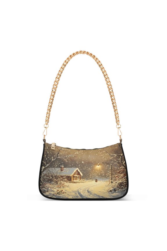 Christmas Night Winter Womens Chain Shoulder Bag Tote Handbags Clutch Hobo Purse with Zipper for Travel