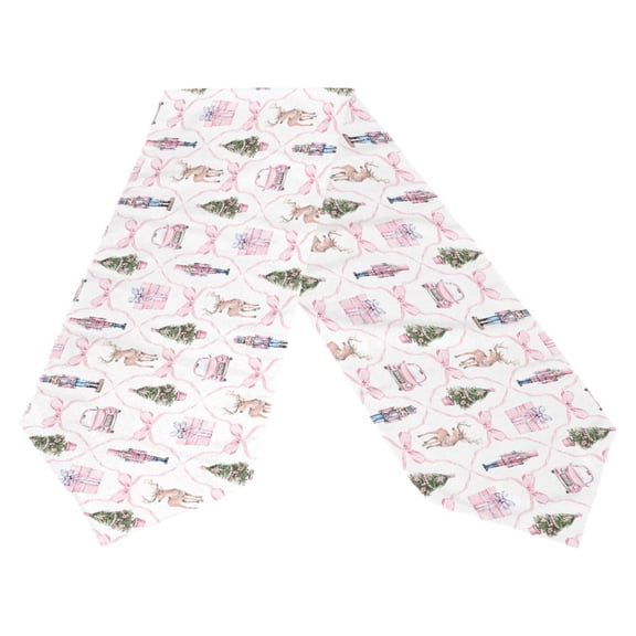 Ryvnso Christmas Nutcracker Bows Reindeer Table Runner Tablecloth Home Decoration 13 x 70 inches