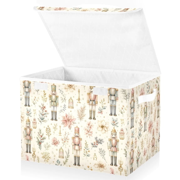 Ryvnso Christmas Nutcracker Floral Storage Bins Lidded Foldable Organizer Containers Baskets Cube