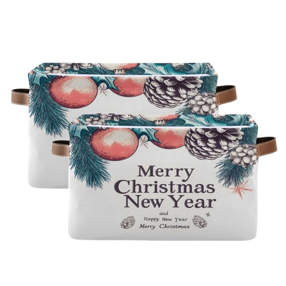 Ryvnso Christmas Pine Cones Storage Basket Large Bin Foldable Boxes Toys Organizer 14.2x10.2x8.3in 2 PCs