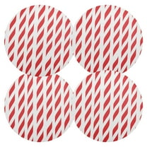 Ryvnso Christmas Red Pattern Round Plate Mats Dining Table Placemat Set of 4 for Holiday Decoration