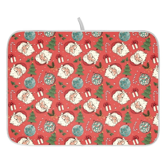 Ryvnso Christmas Retro Disco Magical Dish Drying Mat for Kitchen Countertop 16x18 Small Dish Pad Drainer Rack Dish Sink Mats