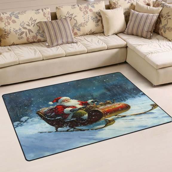 Ryvnso Christmas Santa Claus Area Floor Mat Non-Slip Carpet Soft Rugs Doormats 31" x 20"