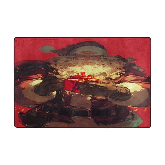 Ryvnso Christmas Santa Claus Gift Area Floor Mats Large Nursery Rugs Non-Slip Carpets Doormat 36" x 24"