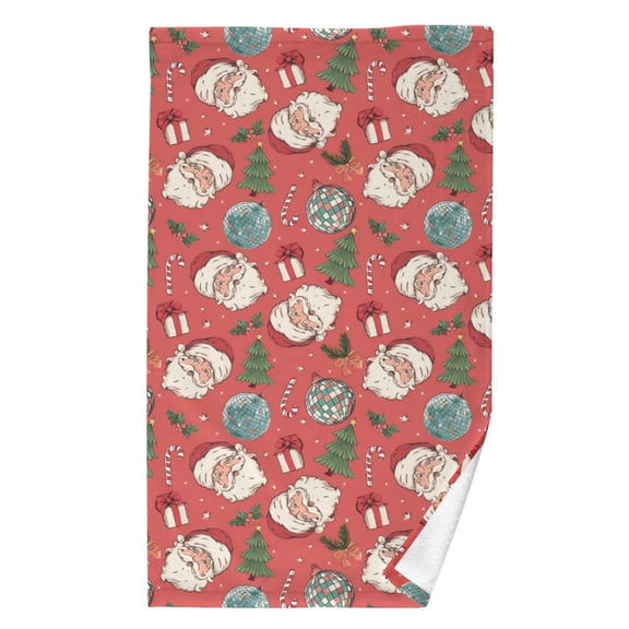 Ryvnso Christmas Santa Disco Balls Pattern Cotton Hand Towel Absorbent Face Bath Towels for Beach Pool Sports