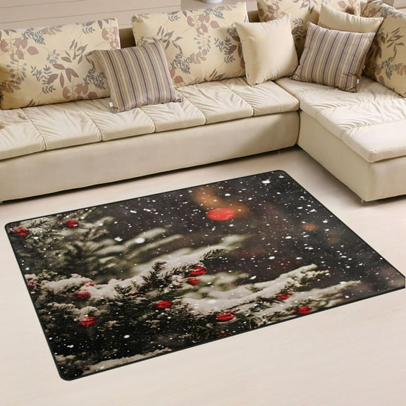 Ryvnso Christmas Snow Area Floor Mat Non-Slip Carpet Soft Rugs Doormats 31" x 20"