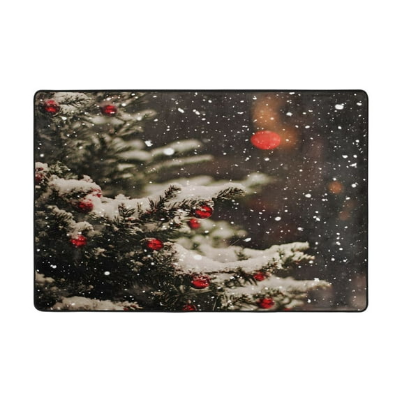 Ryvnso Christmas Snow Area Floor Mats Large Nursery Rugs Non-Slip Carpets Doormat 36" x 24"