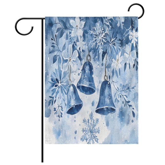 Ryvnso Christmas Snowflakes Bells Pattern Garden Flag 12x18 Inch Double Sided Seasonal Yard Decoration