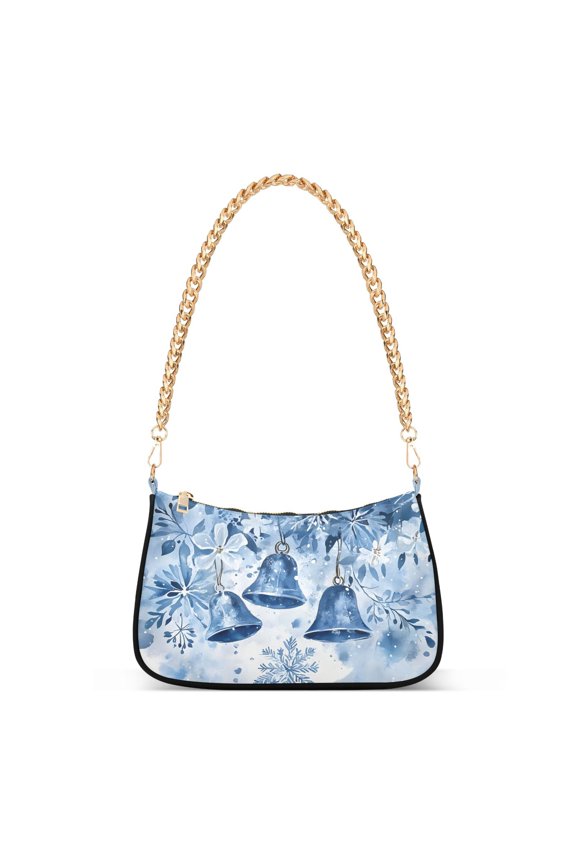 Christmas Snowflakes Bells Womens Chain Shoulder Bag Tote Handbags Clutch Hobo Purse with Zipper for Travel