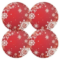 Ryvnso Christmas Snowflakes Round Plate Mats Dining Table Placemat Set of 4 for Holiday Decoration