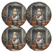 Ryvnso Christmas Snowman Gifts Round Plate Mats Dining Table Placemat Set of 4 for Holiday Decoration
