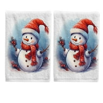 Ryvnso Christmas Snowman Hand Towels Set for Bathroom Cotton Face Towel Decorative 15.5x29.5 inch