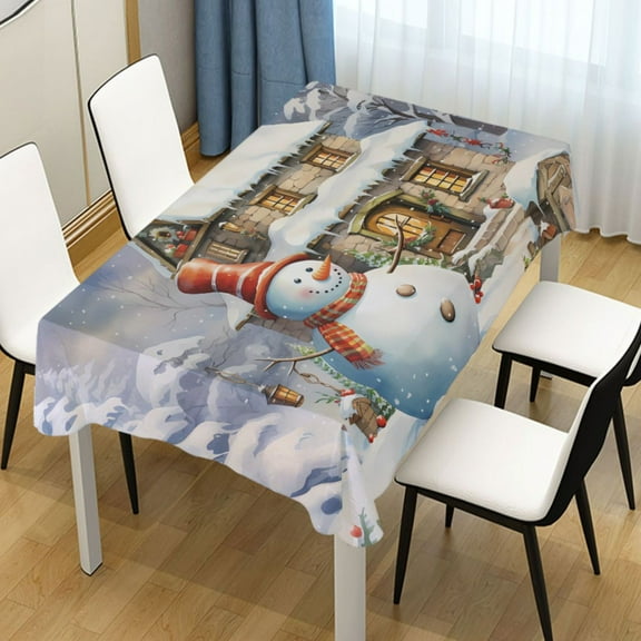 Ryvnso Christmas Snowman Rectangle Table Cloth Tablecover Dinning Tablecloth 54"x72"
