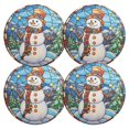 thumbnail image 1 of Ryvnso Christmas Snowman Round Plate Mats Dining Table Placemat Set of 4 for Holiday Decoration, 1 of 7