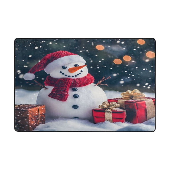 Ryvnso Christmas Snowman in Winter Area Floor Mats Large Nursery Rugs Non-Slip Carpets Doormat 36" x 24"