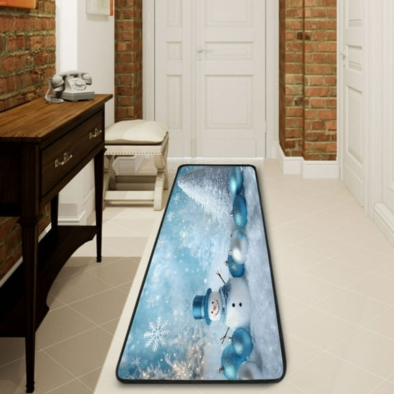 Ryvnso Christmas Snowman in Winter Hallway Runner Rugs Floor Carpet Non Slip Entryway Mat 2' x 6'