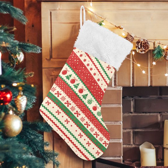 Ryvnso Christmas Stockings Aztec Christmas Bows 17.7" Large Stocking Decoration 1 Pack