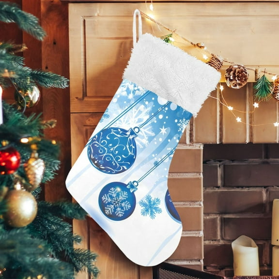 Ryvnso Christmas Stockings Blue Christmas Snowflakes 17.7" Large Stocking Decoration 1 Pack