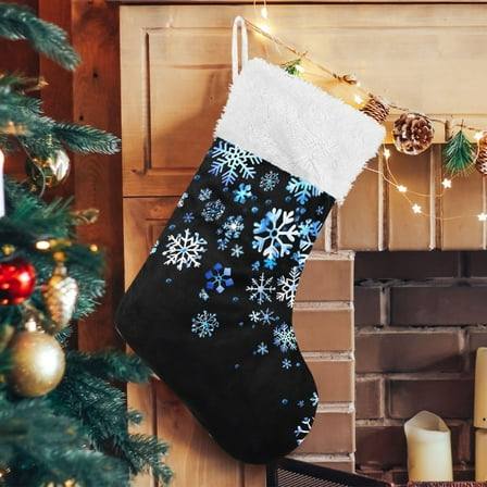 Ryvnso Christmas Stockings Blue Snowflake 17.7" Large Stocking Decoration 1 Pack