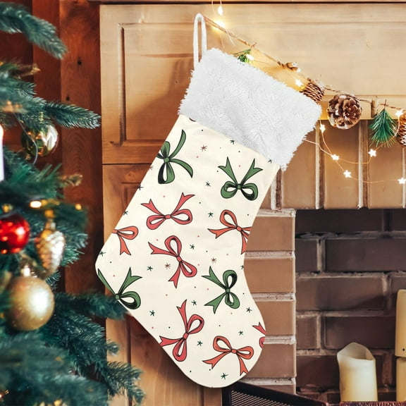 Ryvnso Christmas Stockings Bow Green Red 17.7" Large Stocking Decoration 1 Pack
