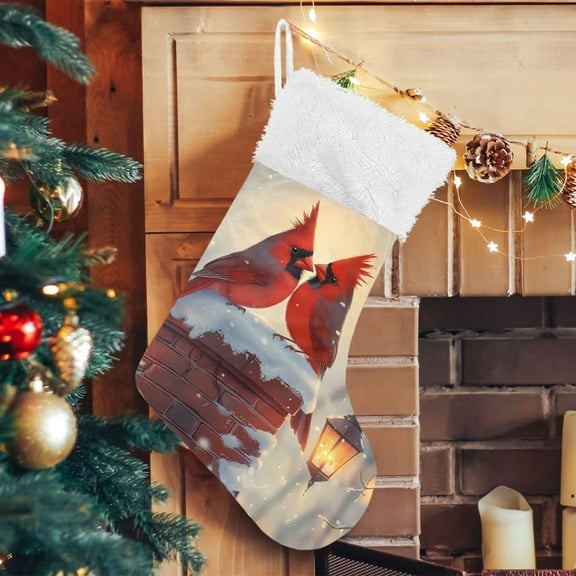 Ryvnso Christmas Stockings Cardinal in Winter 17.7" Large Stocking Decoration 1 Pack