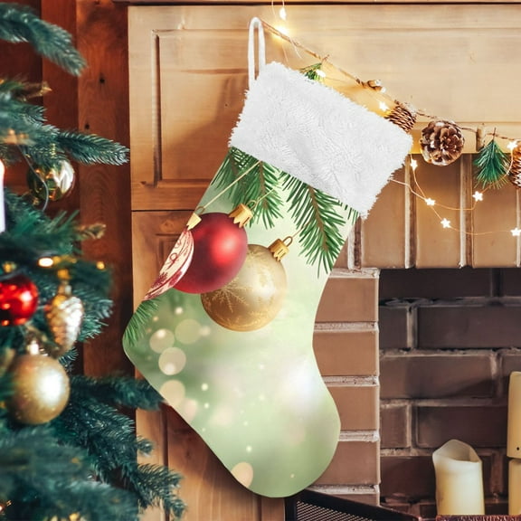 Ryvnso Christmas Stockings Christmas Balls Shiney 17.7" Large Stocking Decoration 2 Pack