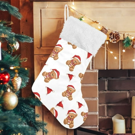 Ryvnso Christmas Stockings Christmas Bears 17.7" Large Stocking Decoration 1 Pack