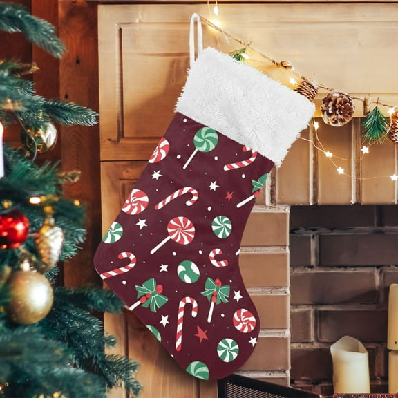 Ryvnso Christmas Stockings Christmas Candy Canes 17.7" Large Stocking Decoration 1 Pack