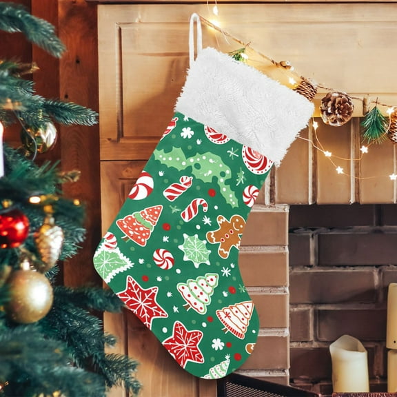 Ryvnso Christmas Stockings Christmas Candy and Tree 17.7" Large Stocking Decoration 1 Pack