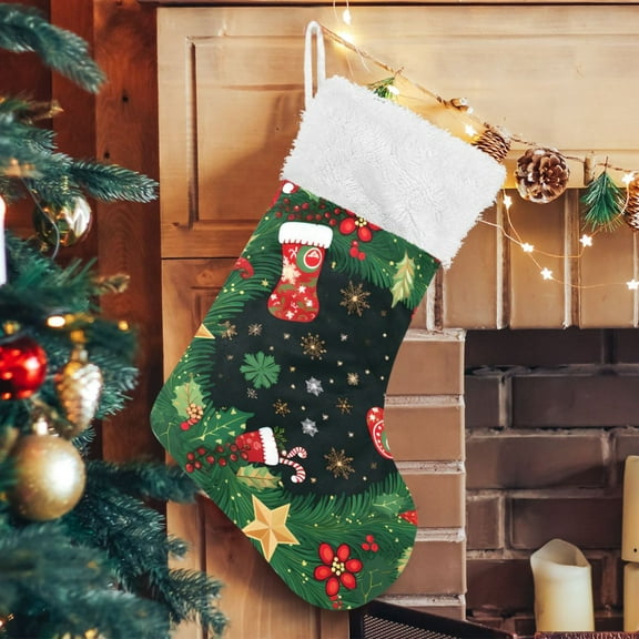 Ryvnso Christmas Stockings Christmas Cute Trees Snows 17.7" Large Stocking Decoration 2 Pack