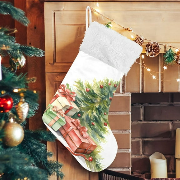 Ryvnso Christmas Stockings Christmas Gift with Tree 17.7" Large Stocking Decoration 1 Pack