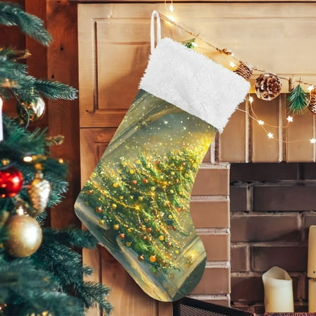 Ryvnso Christmas Stockings Christmas Golden Tree 17.7" Large Stocking Decoration 1 Pack