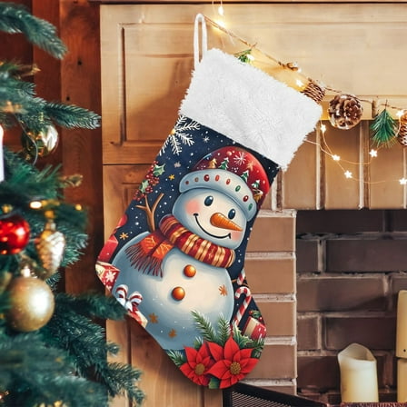 Ryvnso Christmas Stockings Christmas Snowman-c2 17.7" Large Stocking Decoration 1 Pack
