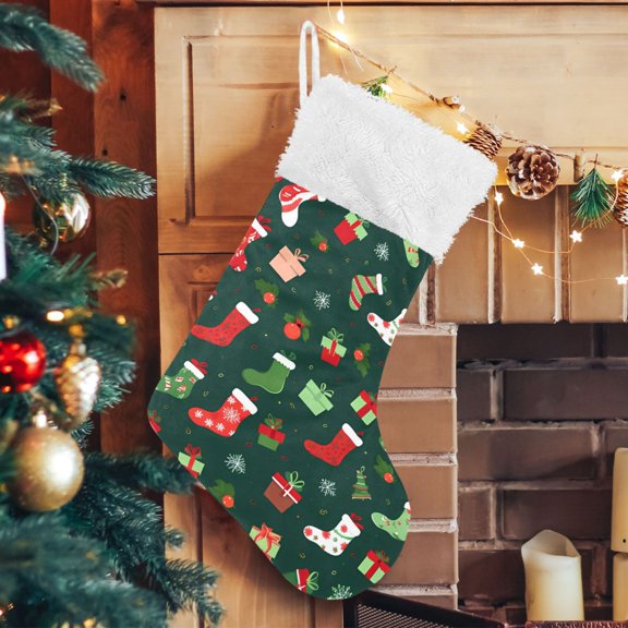 Ryvnso Christmas Stockings Christmas Socks Pattern 17.7" Large Stocking Decoration 2 Pack
