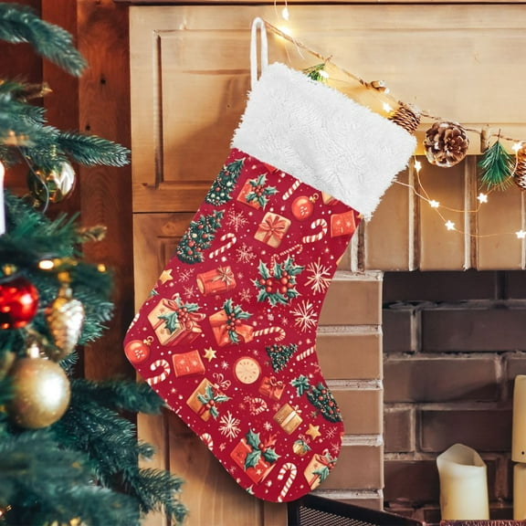 Ryvnso Christmas Stockings Christmas Tree Gift 17.7" Large Stocking Decoration 1 Pack