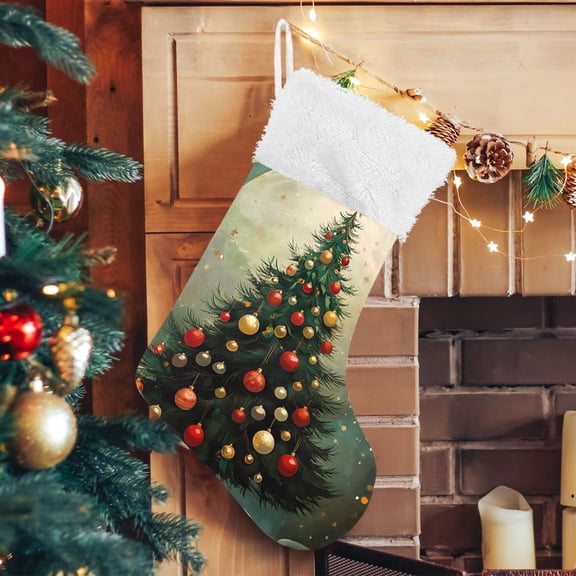 Ryvnso Christmas Stockings Christmas Tree Night 17.7" Large Stocking Decoration 1 Pack