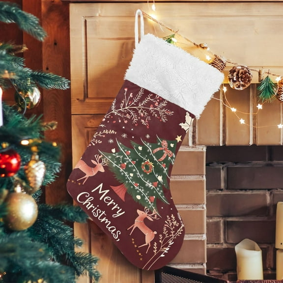 Ryvnso Christmas Stockings Christmas Tree Reindeer-r1 17.7" Large Stocking Decoration 1 Pack