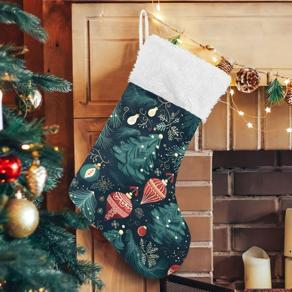 Ryvnso Christmas Stockings Christmas Trees Green 17.7" Large Stocking Decoration 1 Pack