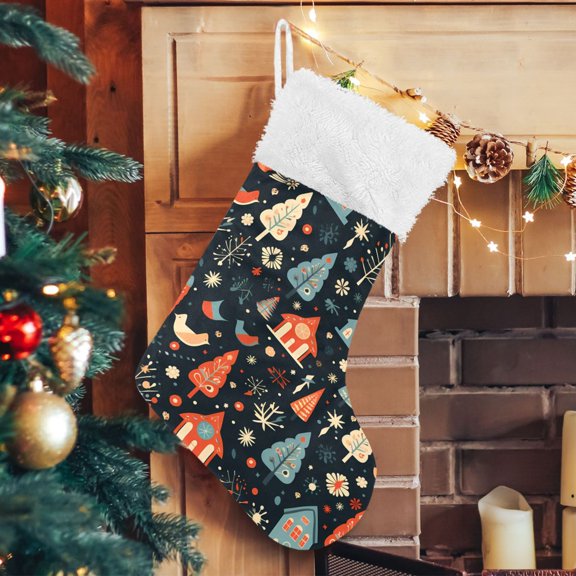 Ryvnso Christmas Stockings Christmas Trees and Houses 17.7" Large Stocking Decoration 2 Pack
