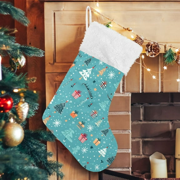Ryvnso Christmas Stockings Christmas Trees with Gifts 17.7" Large Stocking Decoration 1 Pack